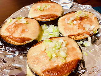 米ナスの味噌明太子チーズ